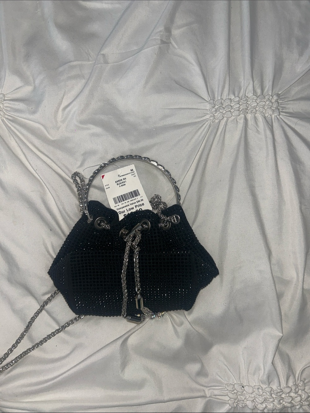 Black Sequin Chain Handle Evening Bag